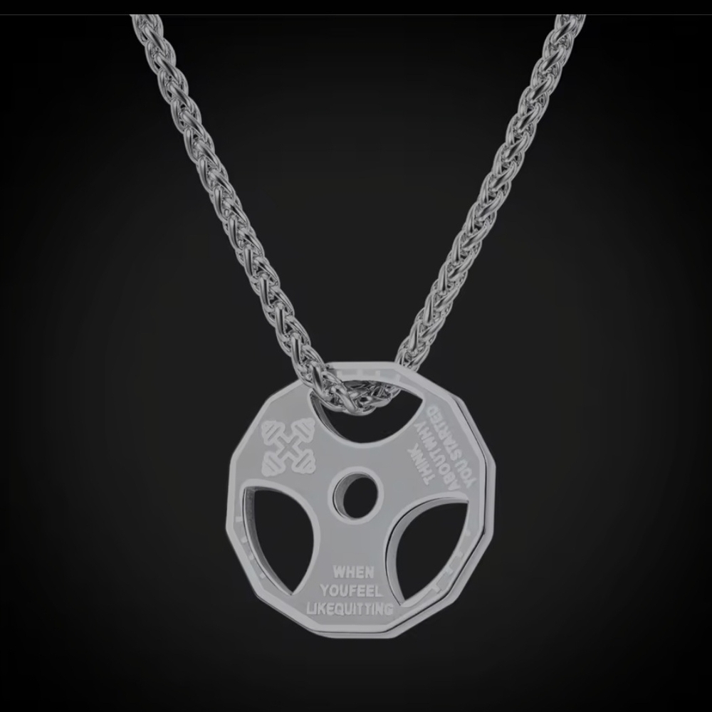 Stainless Steel Silver Gym Necklace For Men And Women